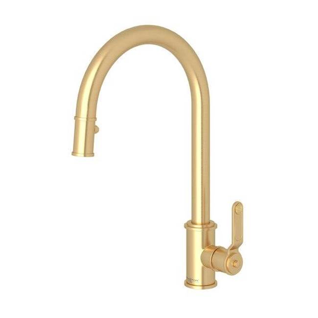 Rohl - ArmstrongE Pull-Down Kitchen Faucet With C-Spout - Satin English Gold
