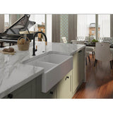 ShakerE 39'' Double Bowl Farmhouse Apron Front Fireclay Kitchen Sink