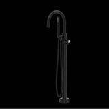 Rohl - EclissiE Single Hole Floor Mount Tub Filler Trim With C-Spout - Matte Black With Satin Nickel
