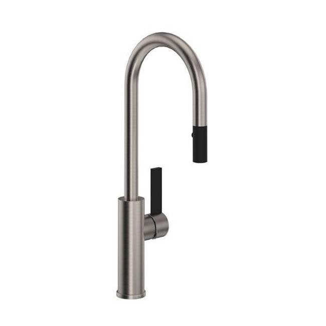 Rohl - TuarioE Pull-Down Bar/Food Prep Kitchen Faucet With C-Spout - Satin Nickel
