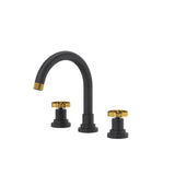 Rohl - CampoE Widespread Lavatory Faucet With C-Spout - Matte Black With Unlacquered Brass