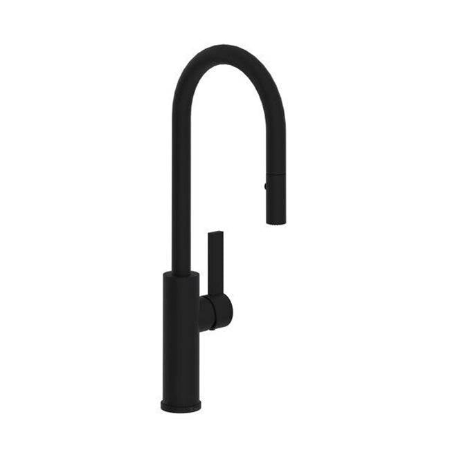 Rohl - TuarioE Pull-Down Bar/Food Prep Kitchen Faucet With C-Spout - Matte Black