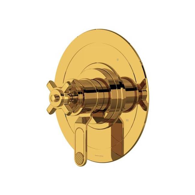 Rohl - ArmstrongE 1/2'' Therm & Pressure Balance Trim With 3 Functions - Unlacquered Brass