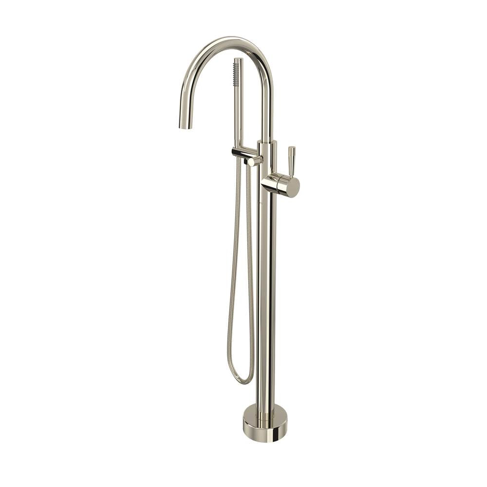 Rohl - Knurled Single Hole Floor Mount Tub Filler Trim - Polished Nickel
