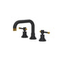 Rohl - CampoE Widespread Lavatory Faucet With U-Spout - Matte Black With Unlacquered Brass