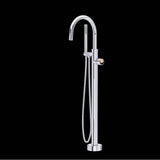 Rohl - EclissiE Single Hole Floor Mount Tub Filler Trim With C-Spout - Polished Chrome With Satin Gold