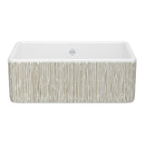 Rohl - ShakerE 30'' Single Bowl Farmhouse Apron Front Fireclay Kitchen Sink With Lines Design - Lines Gold