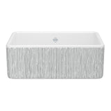 Rohl - ShakerE 30'' Single Bowl Farmhouse Apron Front Fireclay Kitchen Sink With Lines Design - Lines Silver