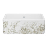 Rohl - ShakerE 30'' Single Bowl Farmhouse Apron Front Fireclay Kitchen Sink With Metallic Design - Metallic Gold
