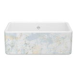 Rohl - ShakerE 30'' Single Bowl Farmhouse Apron Front Fireclay Kitchen Sink With Patina Design - Patina Blue With Gold