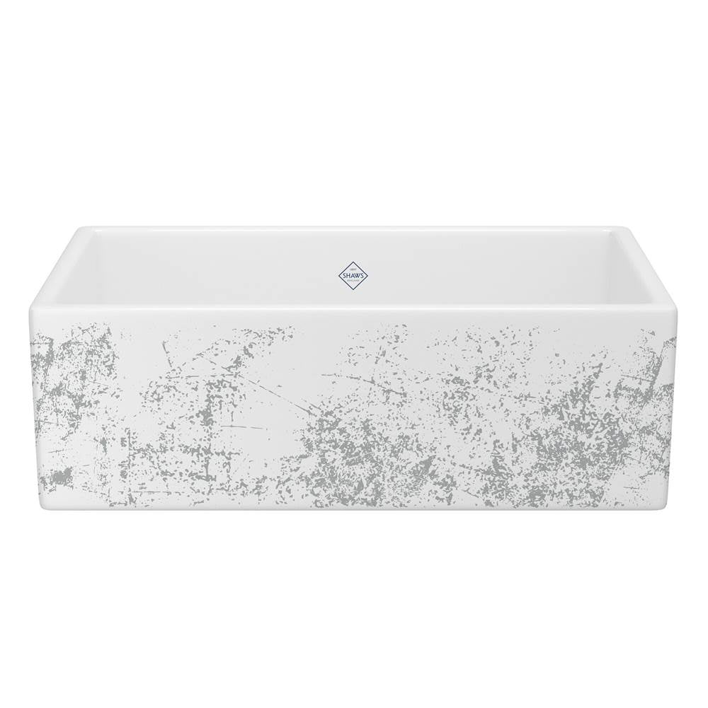 Rohl - ShakerE 33'' Single Bowl Farmhouse Apron Front Fireclay Kitchen Sink With Metallic Design - Metallic Silver