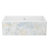 Rohl - ShakerE 33'' Single Bowl Farmhouse Apron Front Fireclay Kitchen Sink With Patina Design - Patina Blue With Gold
