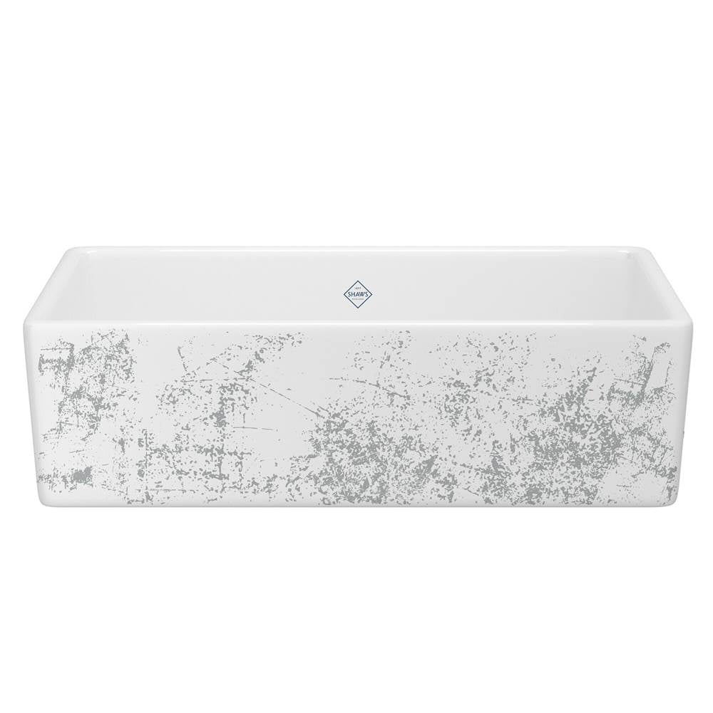 Rohl - ShakerE 36'' Single Bowl Farmhouse Apron Front Fireclay Kitchen Sink With Metallic Design - Metallic Silver