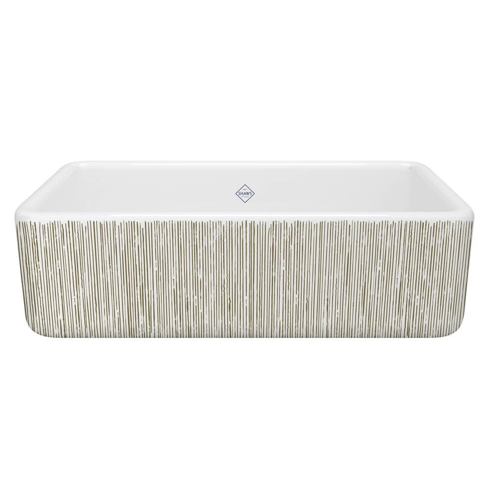 Rohl - LancasterE 33'' Single Bowl Farmhouse Apron Front Fireclay Kitchen Sink With Lines Design - Lines Gold