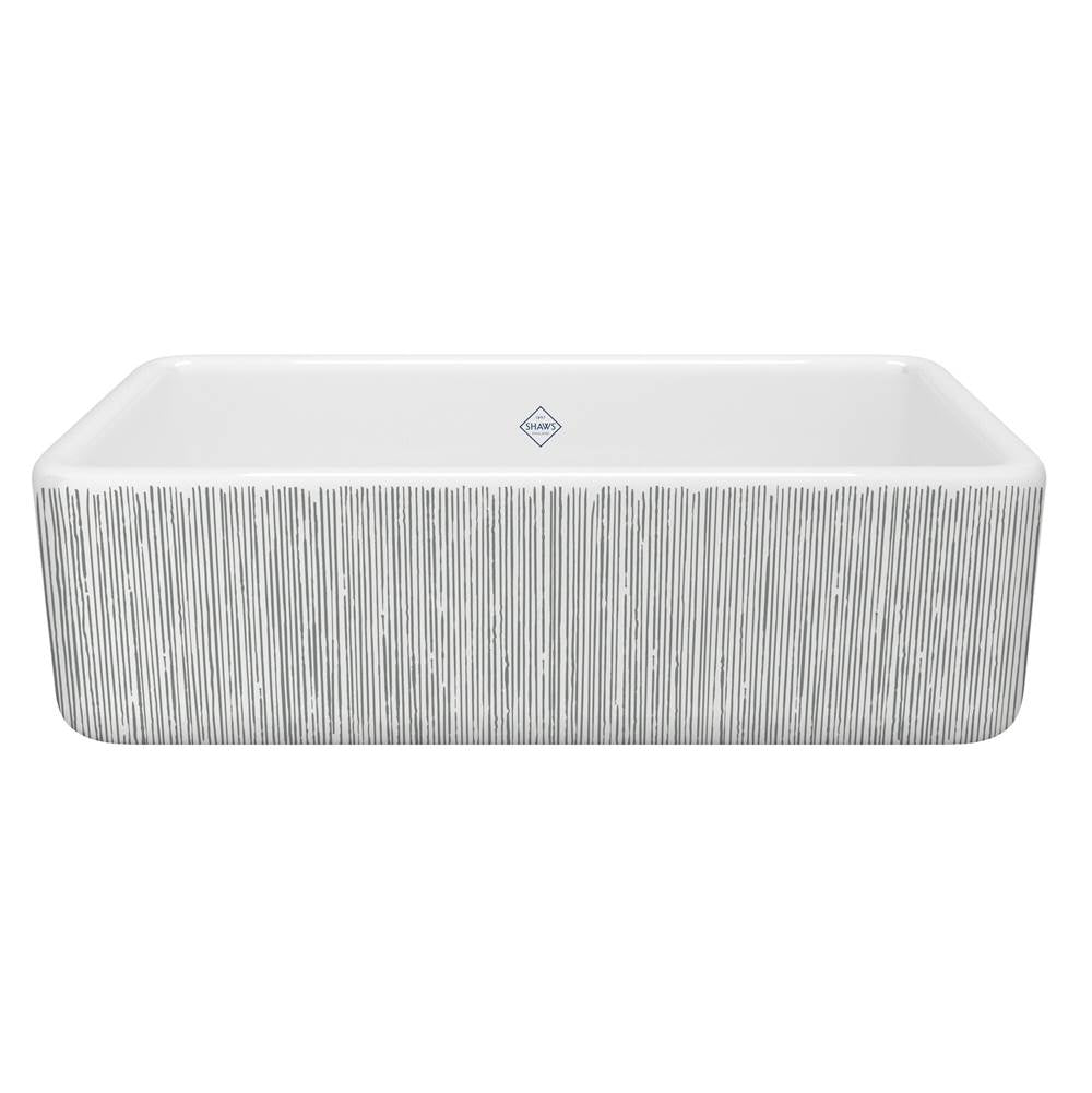 Rohl - LancasterE 33'' Single Bowl Farmhouse Apron Front Fireclay Kitchen Sink With Lines Design - Lines Silver