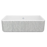 Rohl - LancasterE 33'' Single Bowl Farmhouse Apron Front Fireclay Kitchen Sink With Lines Design - Lines Silver
