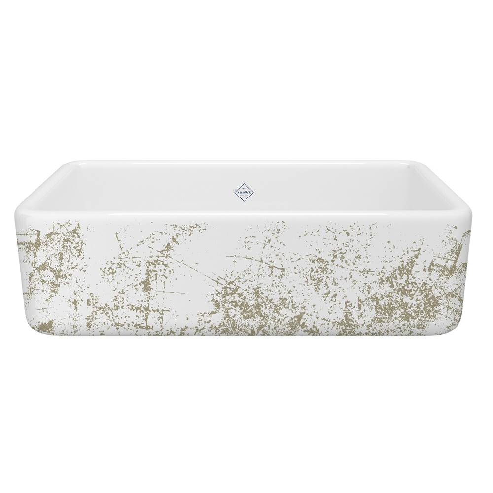 Rohl - LancasterE 33'' Single Bowl Farmhouse Apron Front Fireclay Kitchen Sink With Metallic Design - Metallic Gold