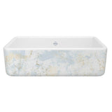 Rohl - LancasterE 33'' Single Bowl Farmhouse Apron Front Fireclay Kitchen Sink With Patina Design - Patina Blue With Gold