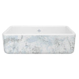 Rohl - LancasterE 33'' Single Bowl Farmhouse Apron Front Fireclay Kitchen Sink With Patina Design - Patina Blue With Silver