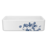 Rohl - LancasterE 36'' Single Bowl Farmhouse Apron Front Fireclay Kitchen Sink With Eucalyptus Design - Eucalyptus Blue With Silver