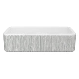Rohl - LancasterE 36'' Single Bowl Farmhouse Apron Front Fireclay Kitchen Sink With Lines Design - Lines Silver