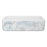 Rohl - LancasterE 36'' Single Bowl Farmhouse Apron Front Fireclay Kitchen Sink With Patina Design - Patina Blue With Silver