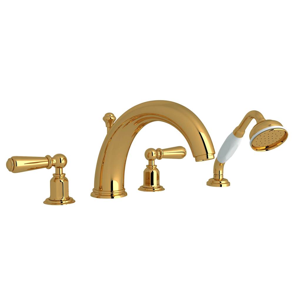Rohl - EdwardianE 4-Hole Deck Mount Tub Filler - Unlacquered Brass
