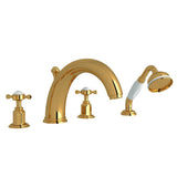 Rohl - EdwardianE 4-Hole Deck Mount Tub Filler - Unlacquered Brass