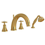 Rohl - Georgian EraE 4-Hole Deck Mount Tub Filler With C-Spout - Unlacquered Brass