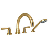 Rohl - HolbornE 4-Hole Deck Mount Tub Filler With C-Spout - Unlacquered Brass