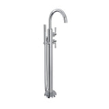Rohl - HolbornE Single Hole Floor Mount Tub Filler Trim With C-Spout - Polished Chrome