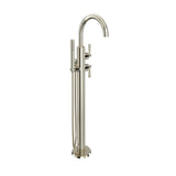 Rohl - HolbornE Single Hole Floor Mount Tub Filler Trim With C-Spout - Polished Nickel