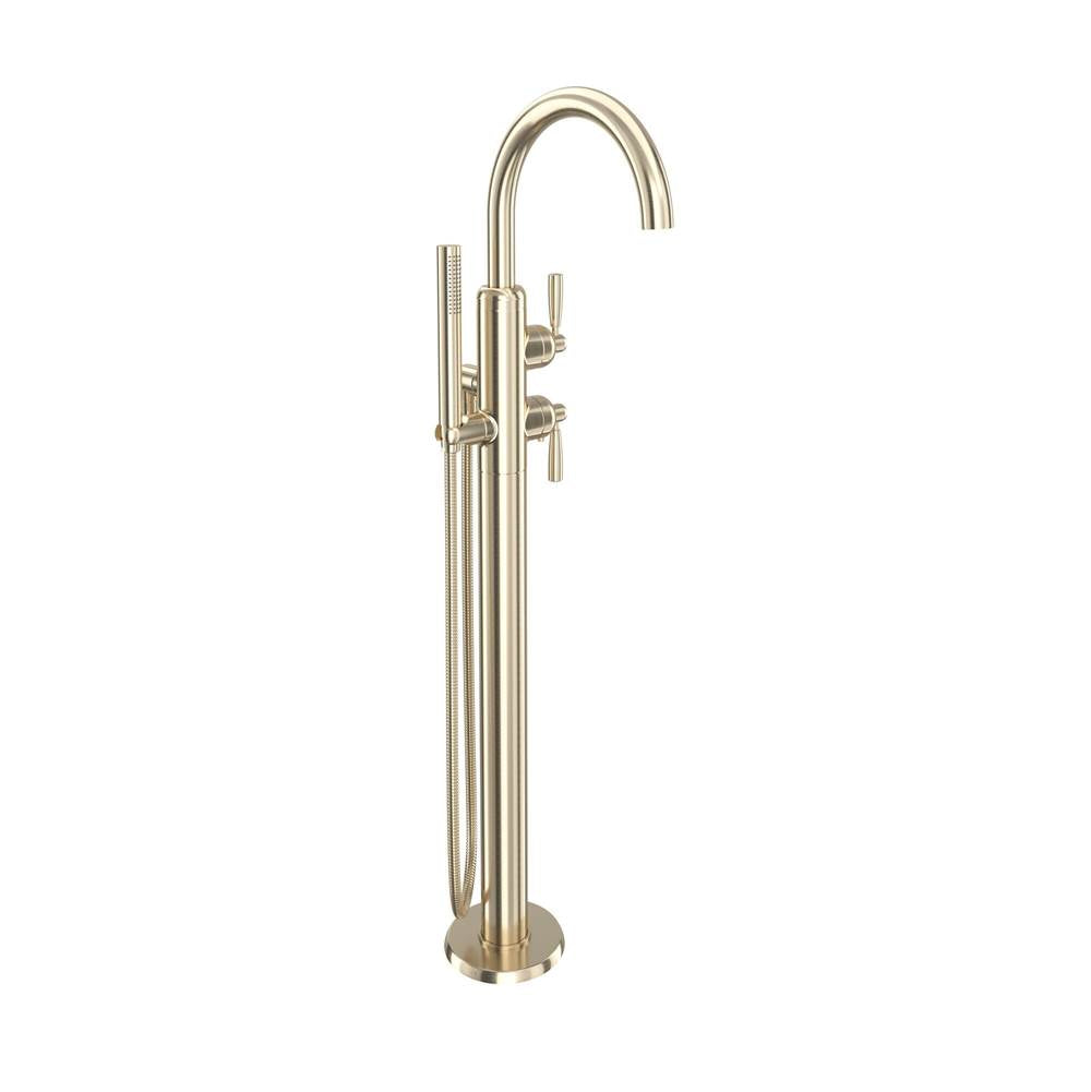 Rohl - HolbornE Single Hole Floor Mount Tub Filler Trim With C-Spout - Satin Nickel