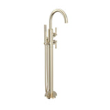 Rohl - HolbornE Single Hole Floor Mount Tub Filler Trim With C-Spout - Satin Nickel