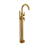 Rohl - HolbornE Single Hole Floor Mount Tub Filler Trim With C-Spout - Unlacquered Brass