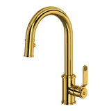 Rohl - ArmstrongE Pull-Down Bar/Food Prep Kitchen Faucet - Unlacquered Brass