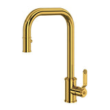 Rohl - ArmstrongE Pull-Down Kitchen Faucet With U-Spout - Unlacquered Brass