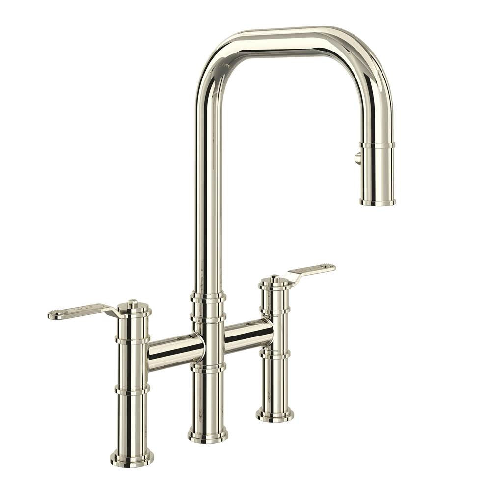 Rohl - ArmstrongE Pull-Down Bridge Kitchen Faucet With U-Spout - Polished Nickel