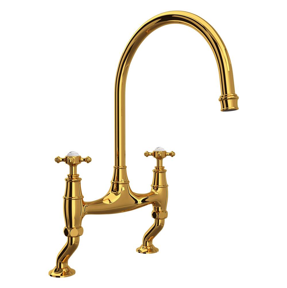 Rohl - Georgian EraE Bridge Kitchen Faucet Without Unions - Unlacquered Brass