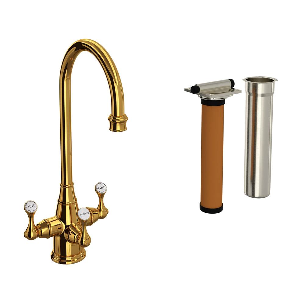 Rohl - Georgian EraE Three Handle Bar/Food Prep Filter Kitchen Faucet Kit - Unlacquered Brass