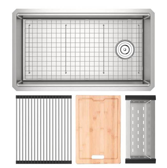 Rohl - CulinarioE 33'' Stainless Steel Chef/Workstation Sink With Accessories - Brushed Stainless Steel
