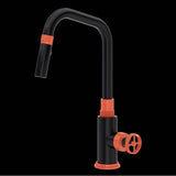 Rohl - CampoE Pull-Down Kitchen Faucet - Matte Black With Orange