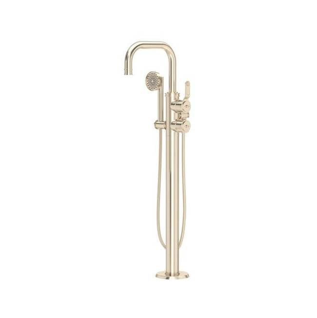 Rohl - ArmstrongE Single Hole Floor Mount Tub Filler Trim With U-Spout - Satin Nickel
