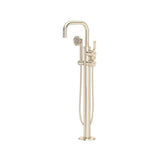 Rohl - ArmstrongE Single Hole Floor Mount Tub Filler Trim With U-Spout - Satin Nickel