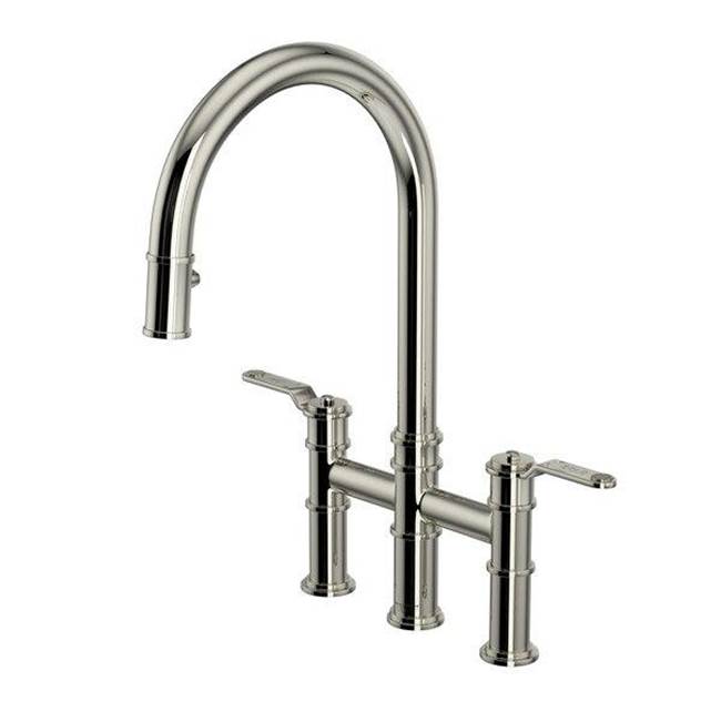 Rohl - ArmstrongE Pull-Down Bridge Kitchen Faucet With C-Spout - Polished Nickel