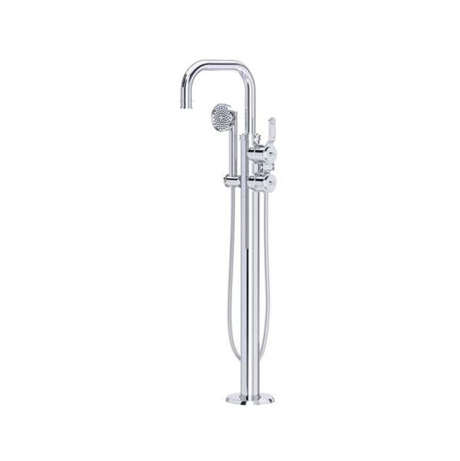 Rohl - ArmstrongE Single Hole Floor Mount Tub Filler Trim With U-Spout - Polished Chrome