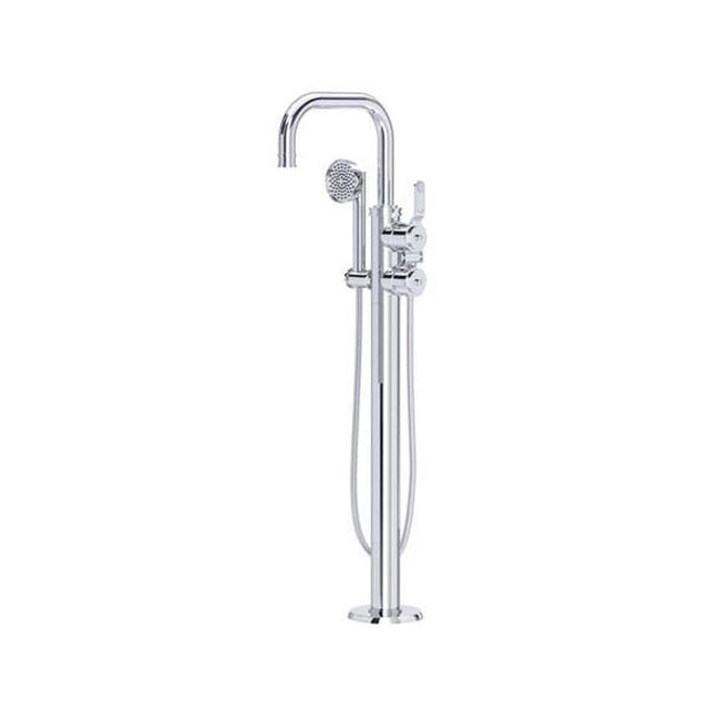 Rohl - ArmstrongE Single Hole Floor Mount Tub Filler Trim With U-Spout - Polished Chrome