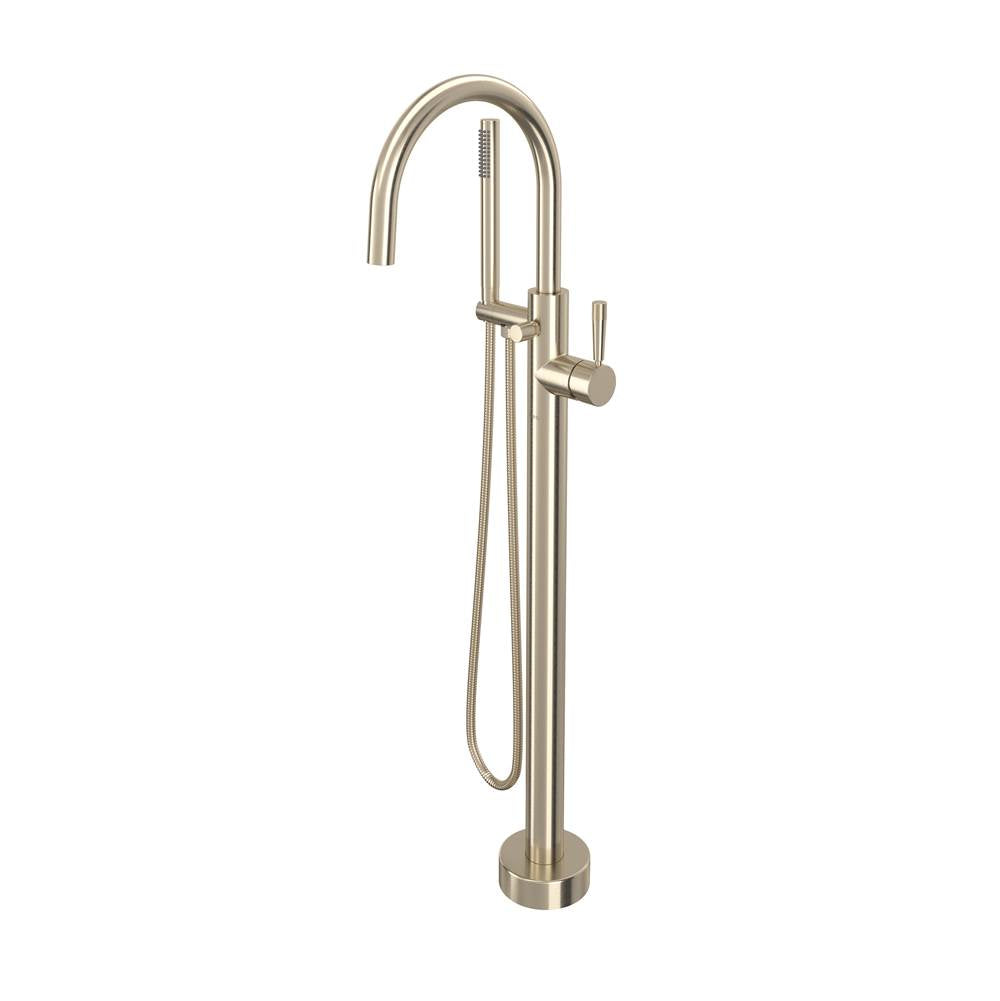 Rohl - Knurled Single Hole Floor Mount Tub Filler Trim - Satin Nickel