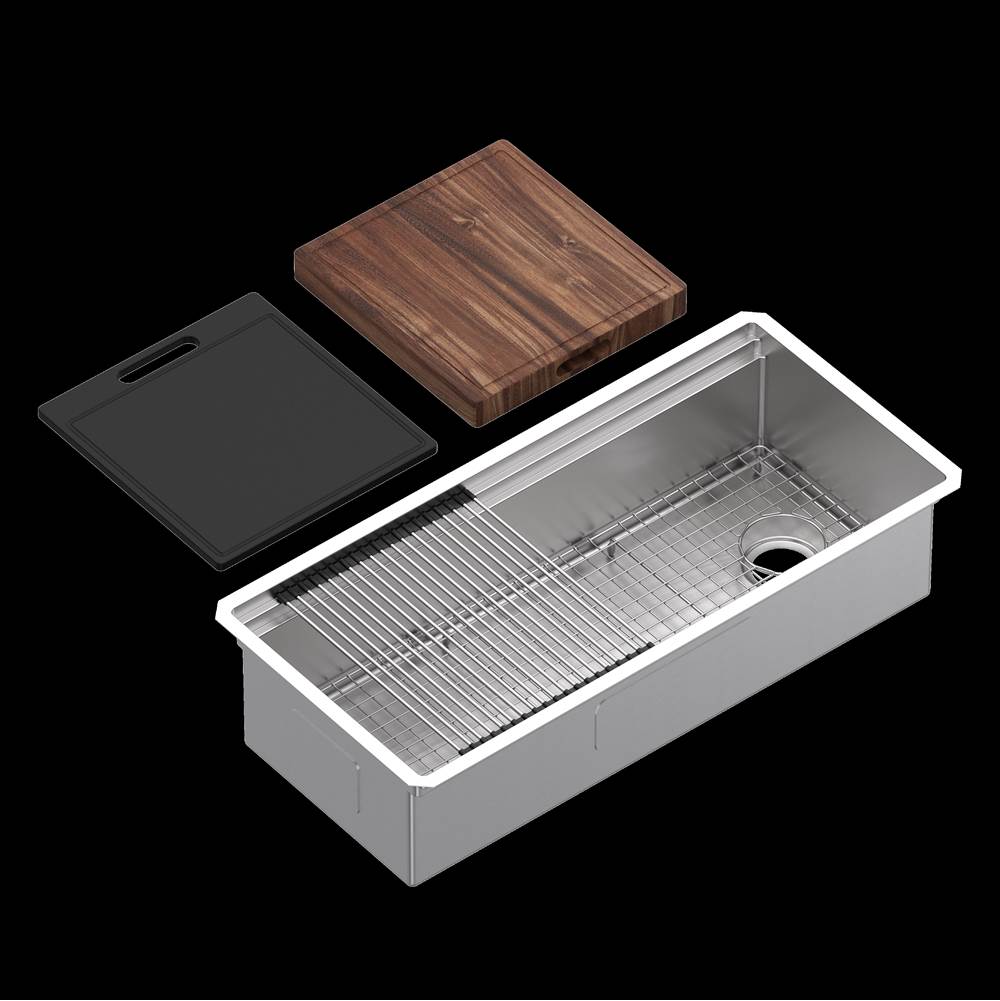 Rohl - CulinarioE 40'' Stainless Steel Chef/Workstation Sink With Accessories - Brushed Stainless Steel