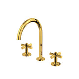 Rohl - ModelleE Widespread Lavatory Faucet With C-Spout - Unlacquered Brass